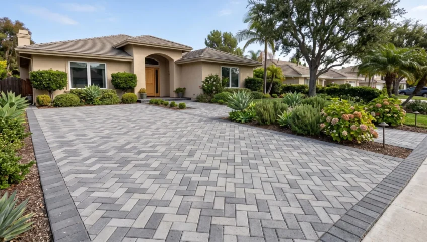 Custom driveway paver installation in Orange County